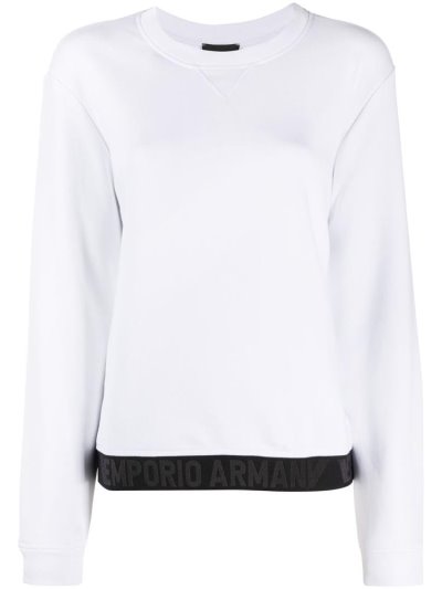 White Women's Armani Emporio Hem Logo Knit Jumpers | ODHMOC2