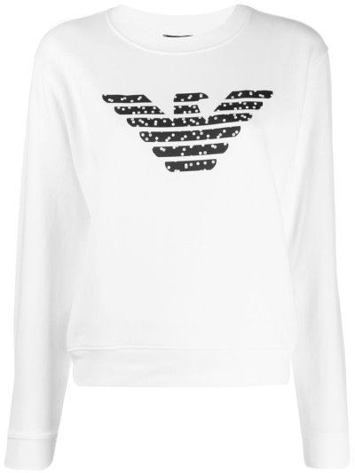 White Women's Armani Emporio Logo Dot Sweatshirts | 6Y69KTI