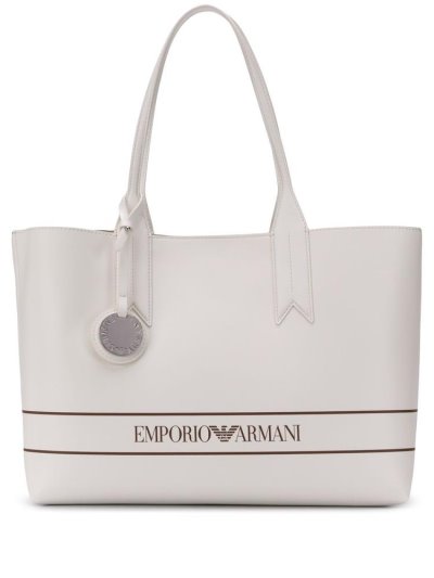 White Women's Armani Emporio Logo Print Tote Bags | SE92LSN