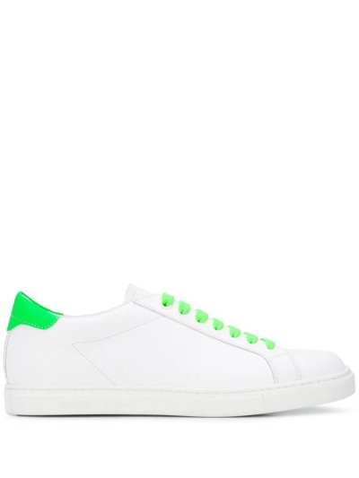 White Women's Armani Emporio Neon Detail Low Top Sneakers | GDDR4V5