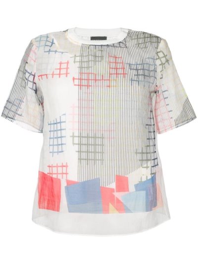 White Women's Armani Emporio Sheer Graphic Print T Shirts | Z9W70KV