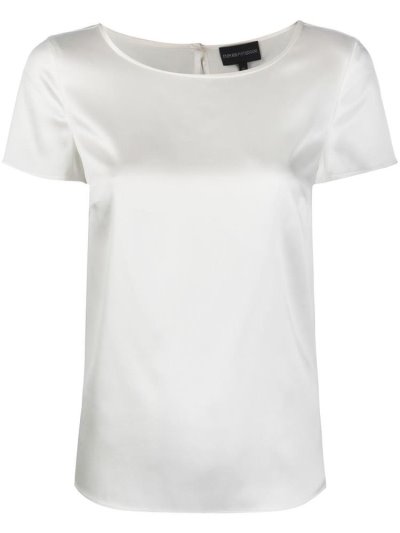 White Women's Armani Emporio Short Sleeve Blouse | U9W5VDQ