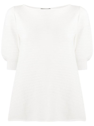 White Women's Armani Emporio Striped Knit Tops | FJQE8Q7