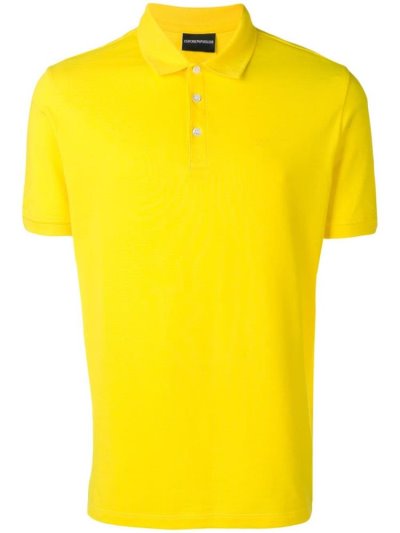 Yellow Men's Armani Emporio Ribbed Polo T Shirts | 8CSSV42