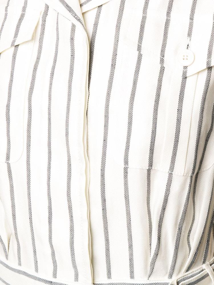 Beige / Black Women's Armani Emporio Striped Cropped Shirts | A2BZXOX