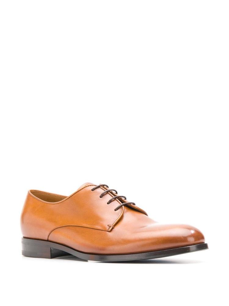 Beige Men's Giorgio Armani Almond Toe Derby Shoes | KPES5LB