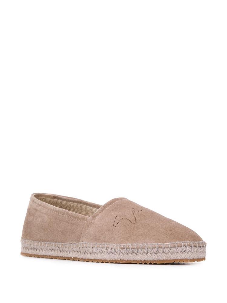 Beige Men's Giorgio Armani Textured Cut Out Logo Espadrille Shoes | I28HUS7