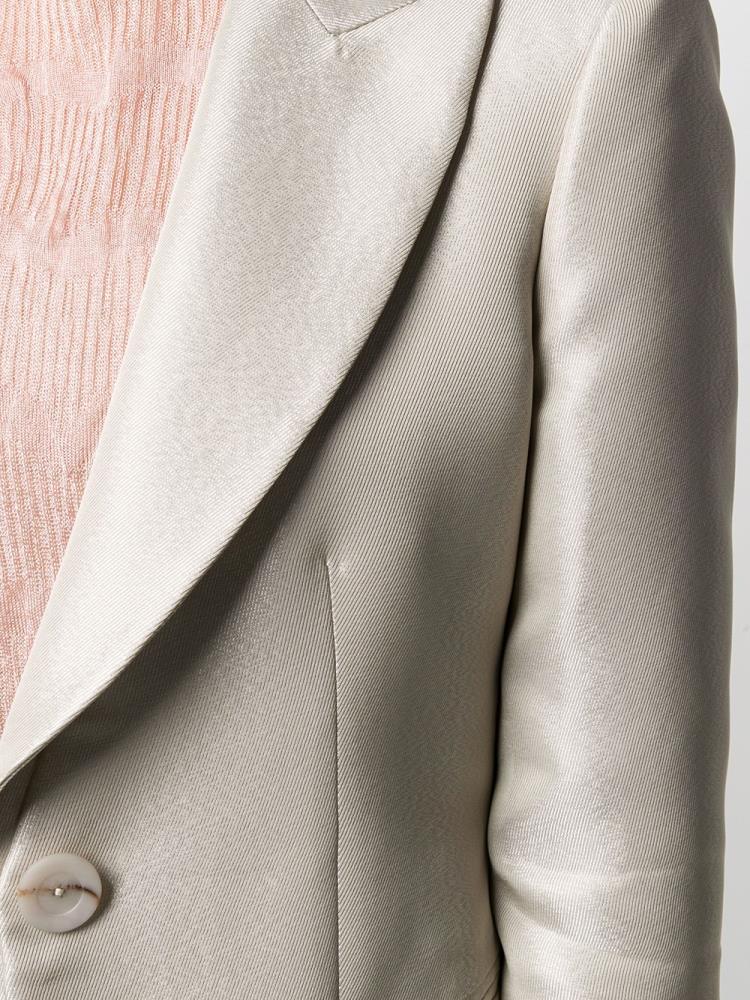 Beige Women's Armani Emporio Single Breasted Fitted Blazers | SNCHJ6X