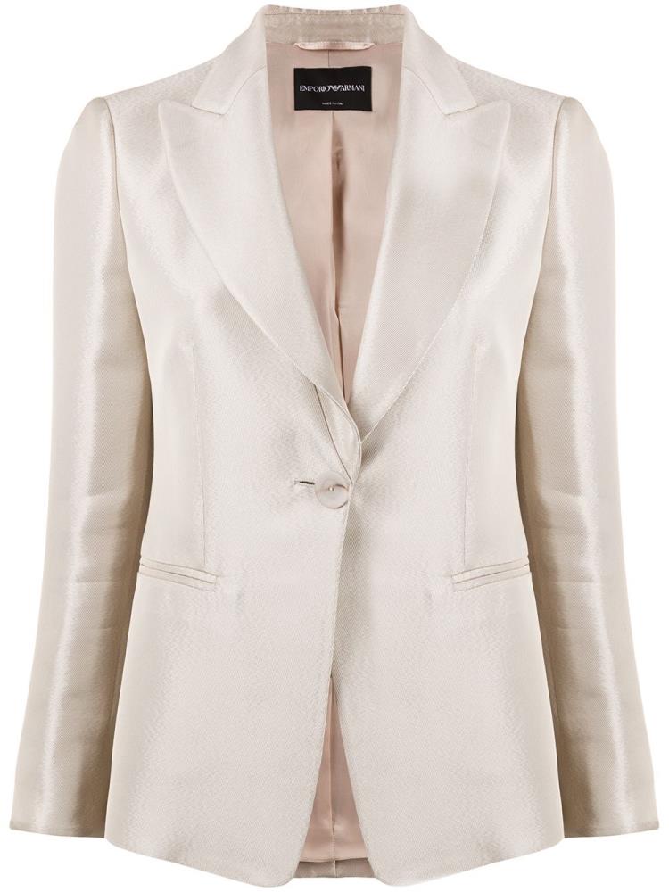 Beige Women\'s Armani Emporio Single Breasted Fitted Blazers | SNCHJ6X