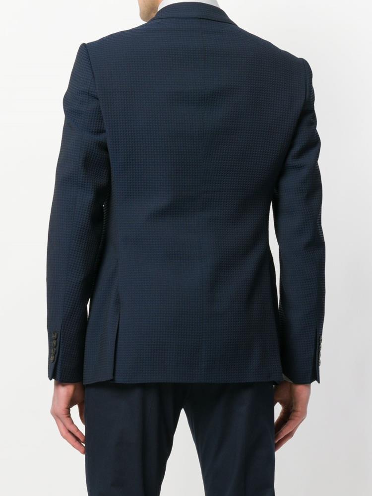 Black / Blue Men's Armani Emporio Fine Check Blazers | PGU4177