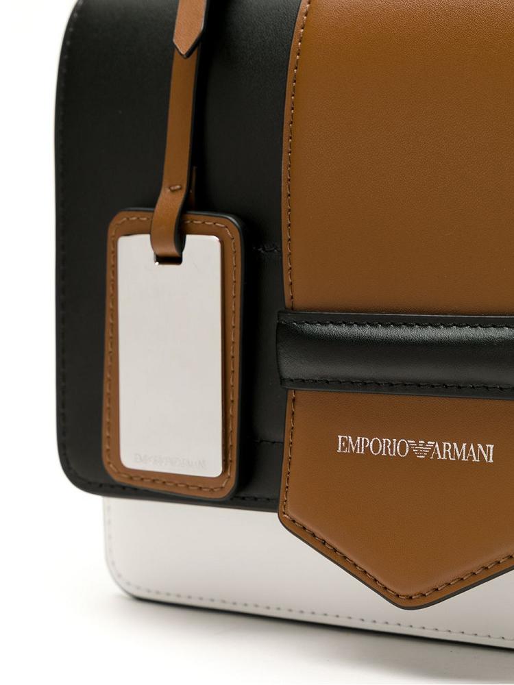 Black / Brown Women's Armani Emporio Colour Block Tote Bags | 9VZWVWG