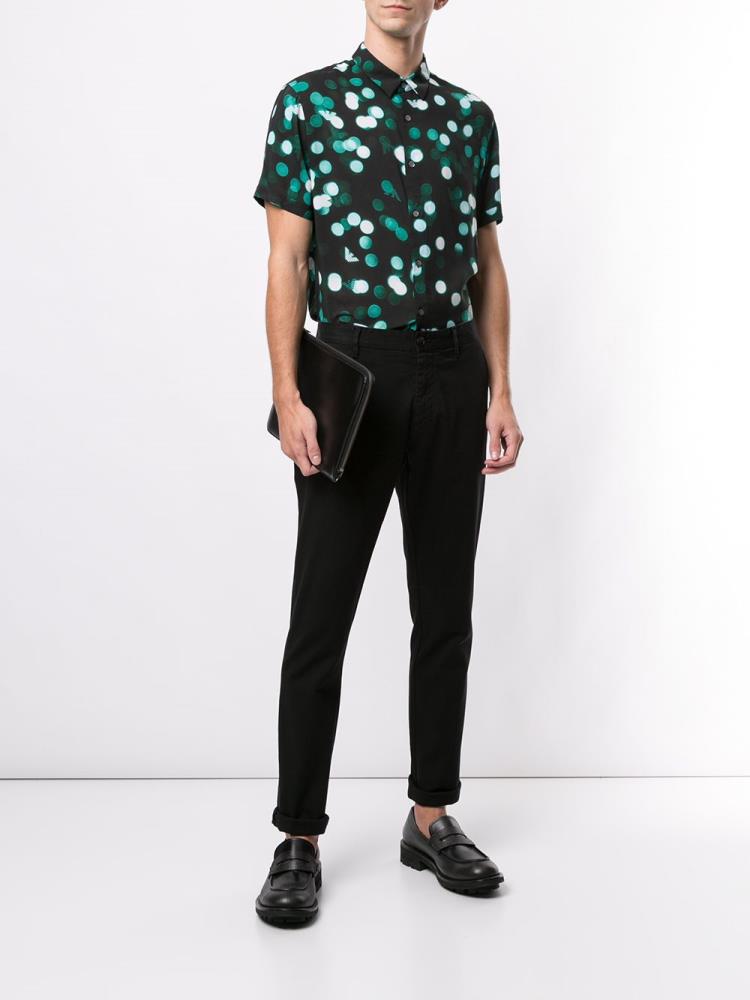 Black / Green Men's Armani Emporio Dotted Print Shirts | GQBK3L2