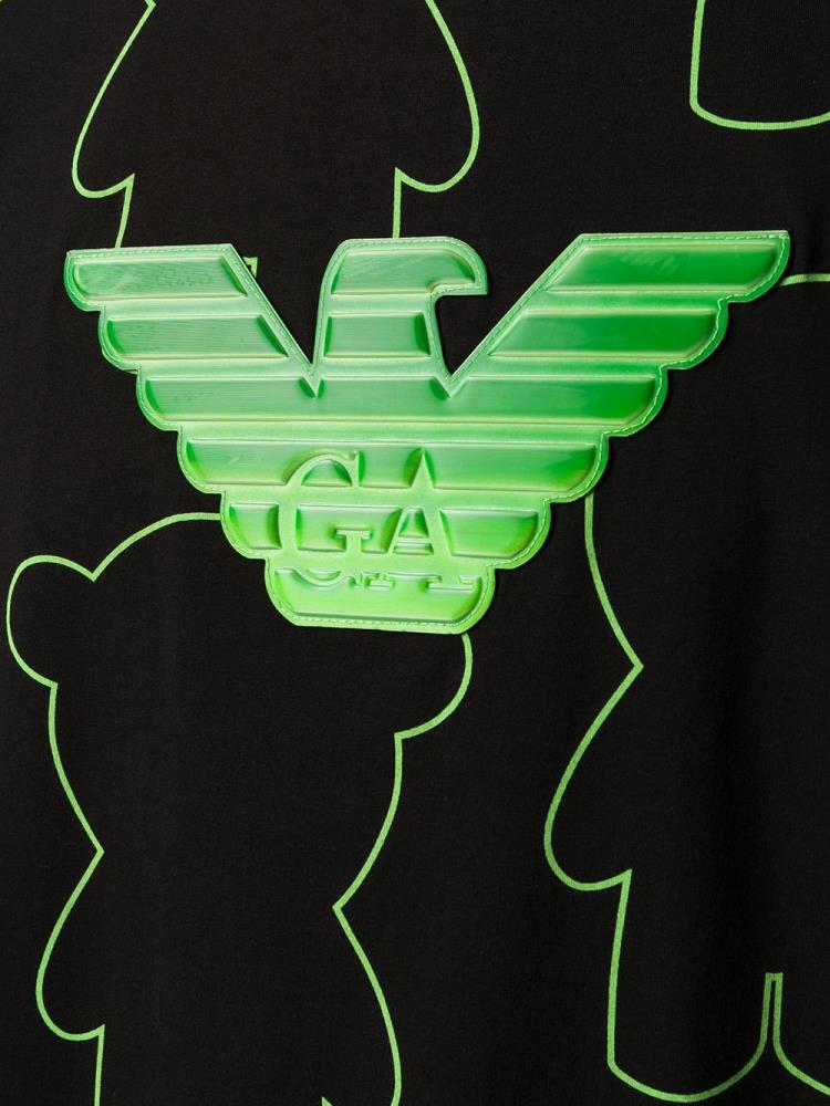 Black / Green Men's Armani Emporio Logo Patch T Shirts | WV1OKE5