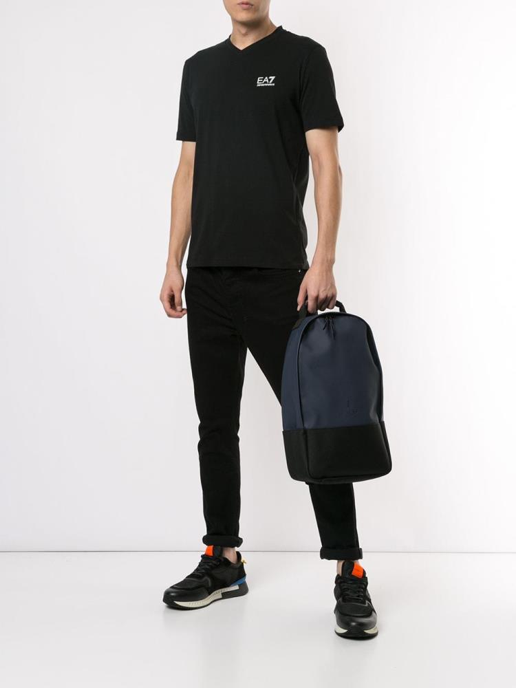 Black Men's Ea7 Emporio Armani Embroidered T Shirts | UUHUYEZ