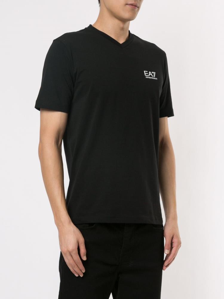 Black Men's Ea7 Emporio Armani Embroidered T Shirts | UUHUYEZ