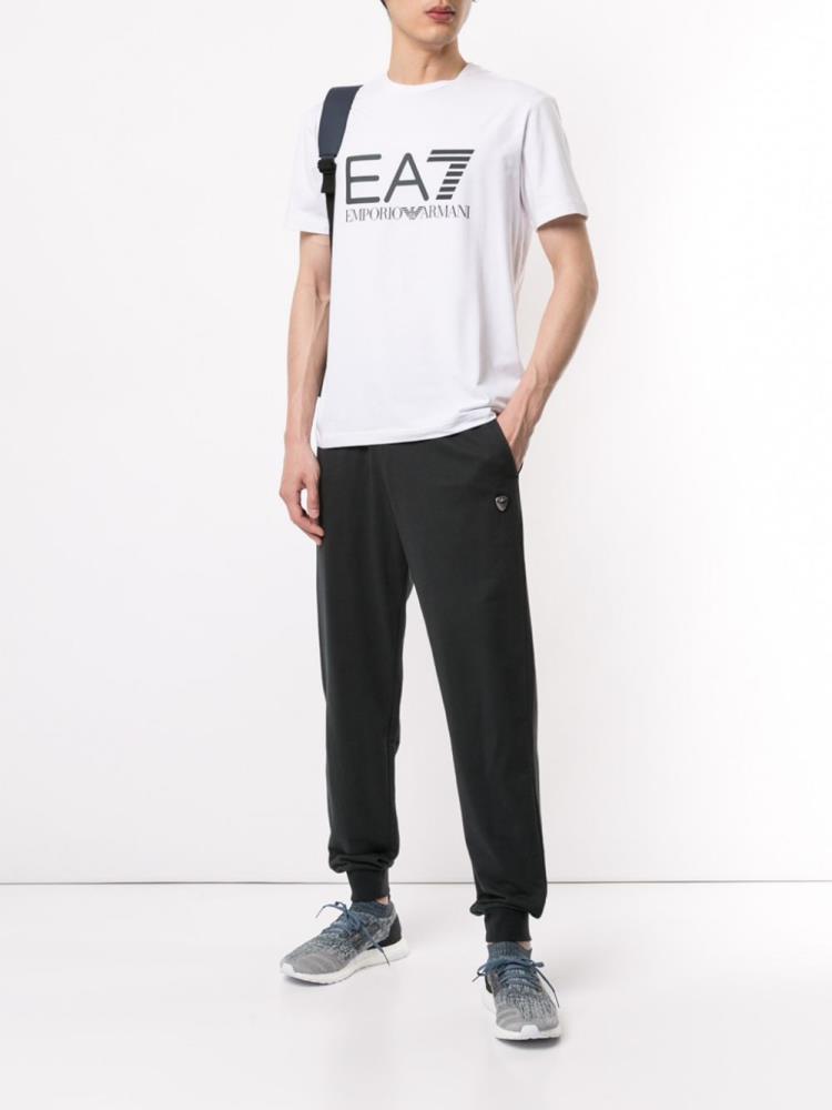 Black Men's Ea7 Emporio Armani Logo Track Pants | 1V469Q4