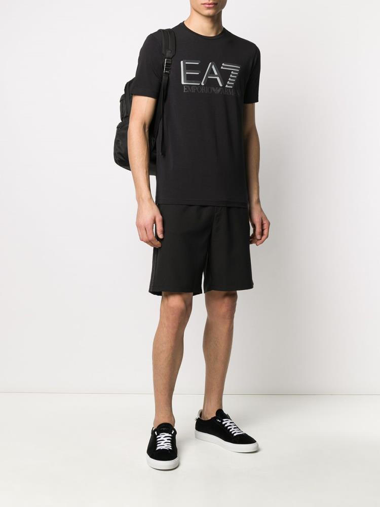 Black Men's Ea7 Emporio Armani Logo Print T Shirts | DMBMJ1M