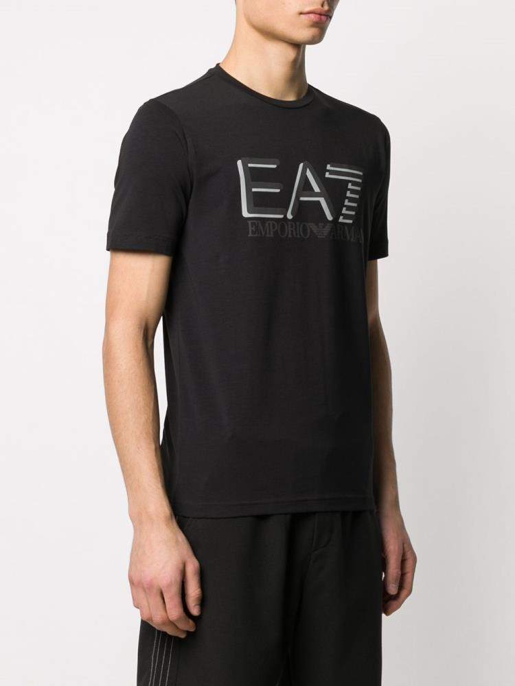 Black Men's Ea7 Emporio Armani Logo Print T Shirts | DMBMJ1M