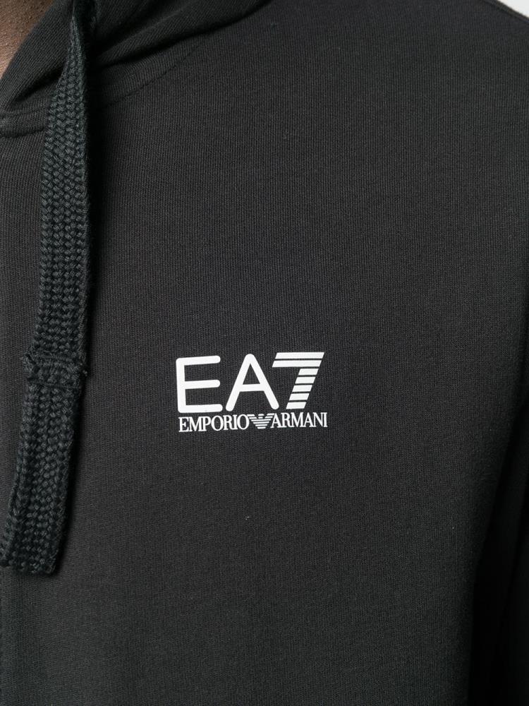 Black Men's Ea7 Emporio Armani Logo Print Hooded Jackets | I5HW428