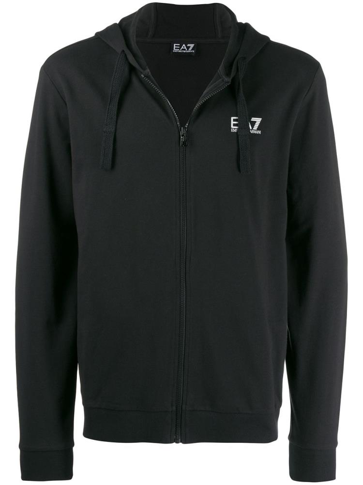 Black Men\'s Ea7 Emporio Armani Logo Print Hooded Jackets | I5HW428