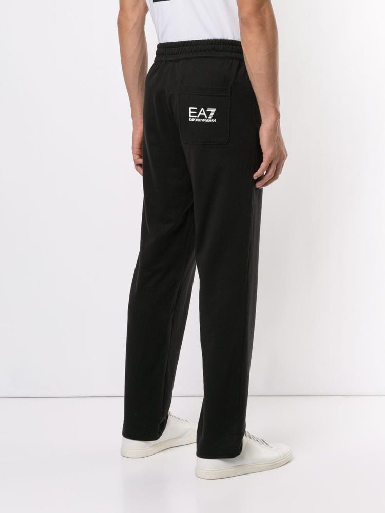 Black Men's Ea7 Emporio Armani Logo Print Track Pants | VLB4MUX