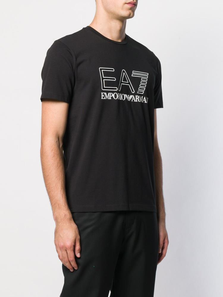 Black Men's Ea7 Emporio Armani Printed Logo T Shirts | 030310P