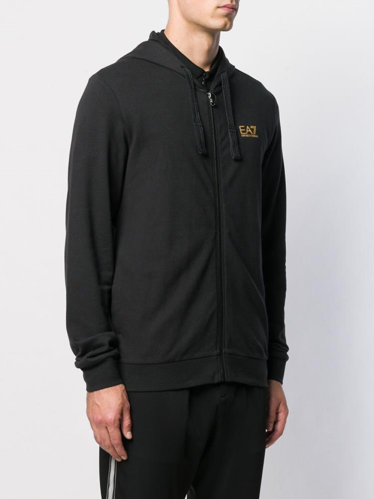 Black Men's Ea7 Emporio Armani Printed Logo Hoodie | GKEBHZM