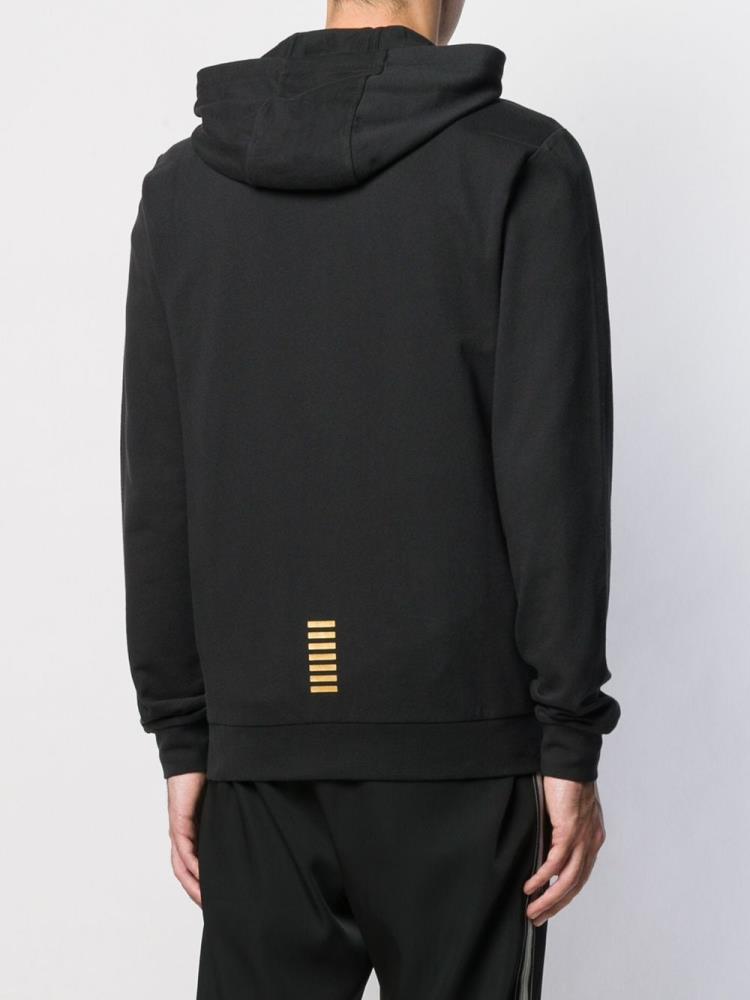 Black Men's Ea7 Emporio Armani Printed Logo Hoodie | GKEBHZM