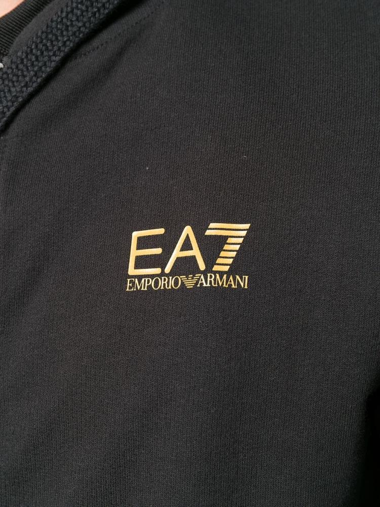 Black Men's Ea7 Emporio Armani Printed Logo Hoodie | GKEBHZM