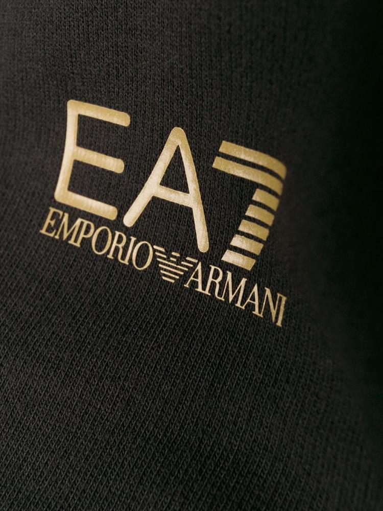 Black Men's Ea7 Emporio Armani Printed Logo Hoodie | GKEBHZM