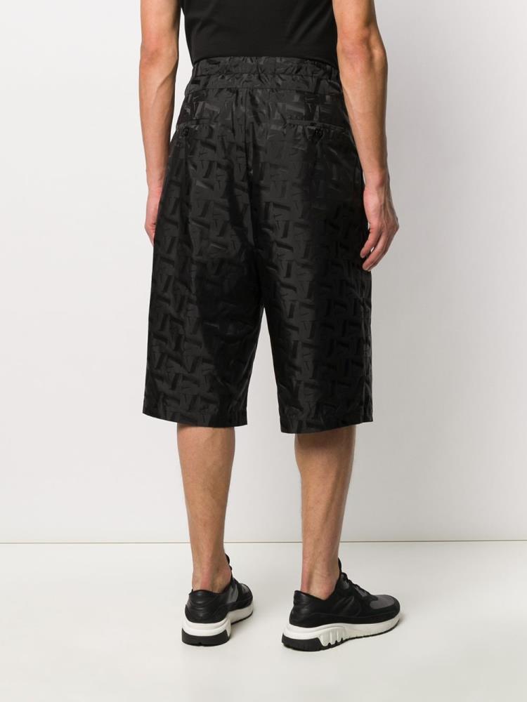 Black Men's Armani Emporio All Over Logo Print Shorts | 0MTP02C