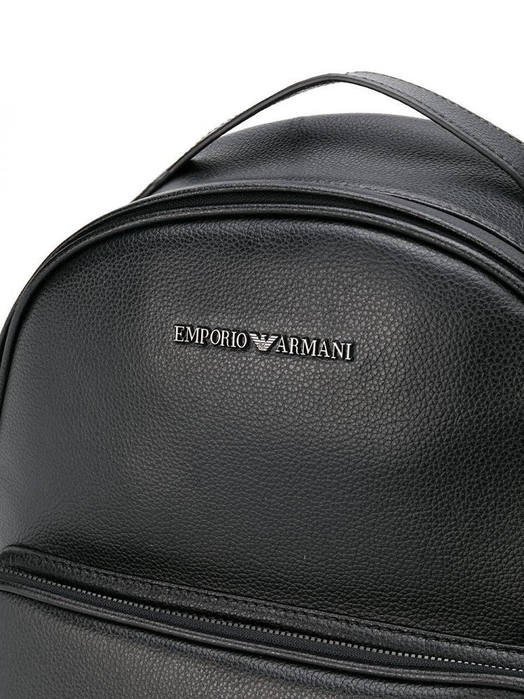 Black Men's Armani Emporio Branded Medium Backpacks | LPOP6MN