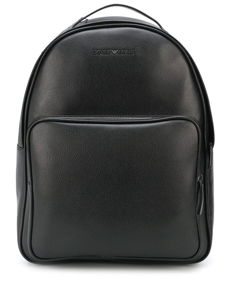 Black Men\'s Armani Emporio Branded Medium Backpacks | LPOP6MN