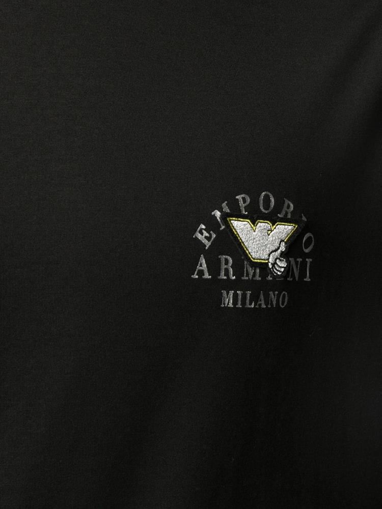 Black Men's Armani Emporio Chest Logo T Shirts | 0COLHXV