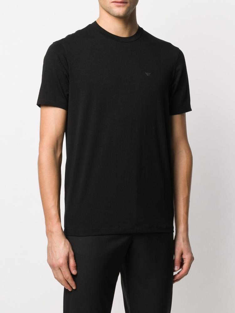 Black Men's Armani Emporio Chest Logo T Shirts | 24KKDMR