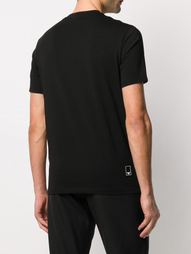 Black Men's Armani Emporio Chest Logo T Shirts | 24KKDMR