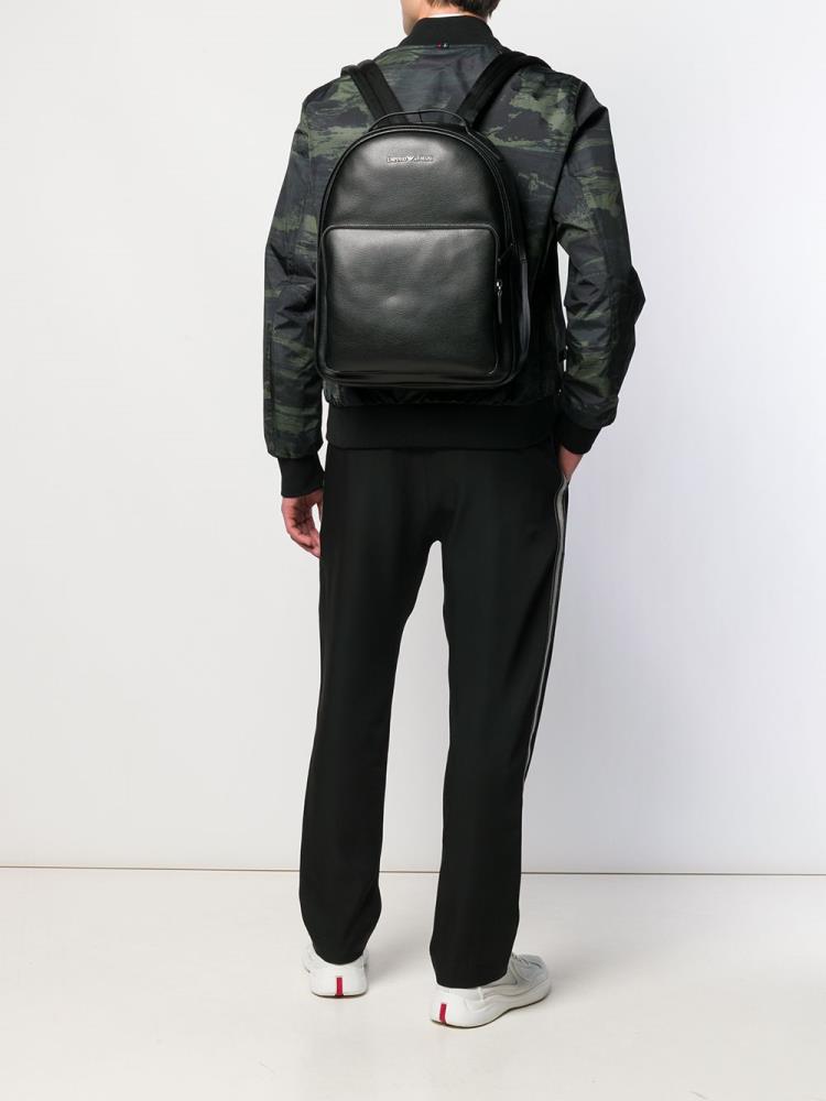 Black Men's Armani Emporio Classic Backpacks | C3IP2R9