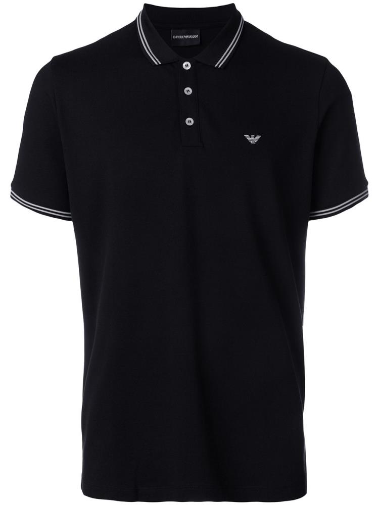 Black Men\'s Armani Emporio Classic Short Sleeve Polo Shirts | V8T1F4A