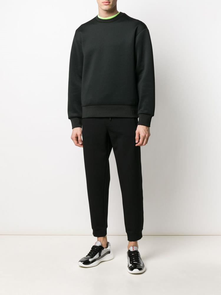 Black Men's Armani Emporio Crew Neck Sweatshirts | NFDTOLK