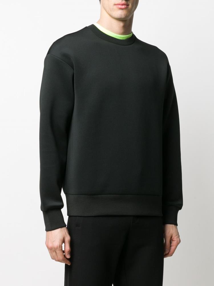 Black Men's Armani Emporio Crew Neck Sweatshirts | NFDTOLK