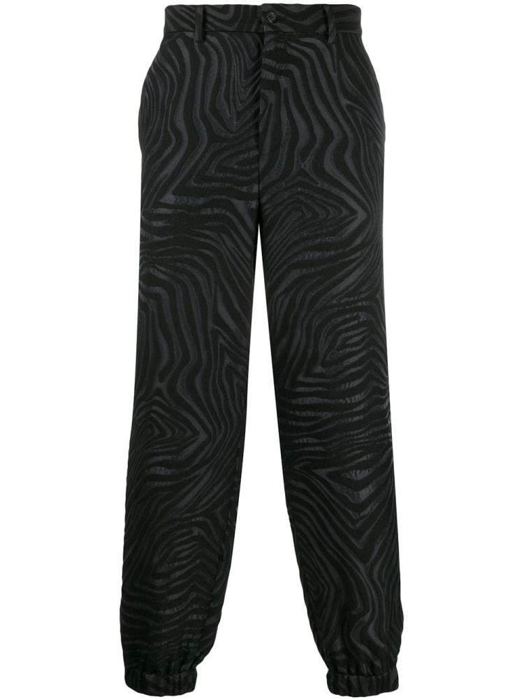 Black Men\'s Armani Emporio Cuffed Jacquard Pants | UT37VJP