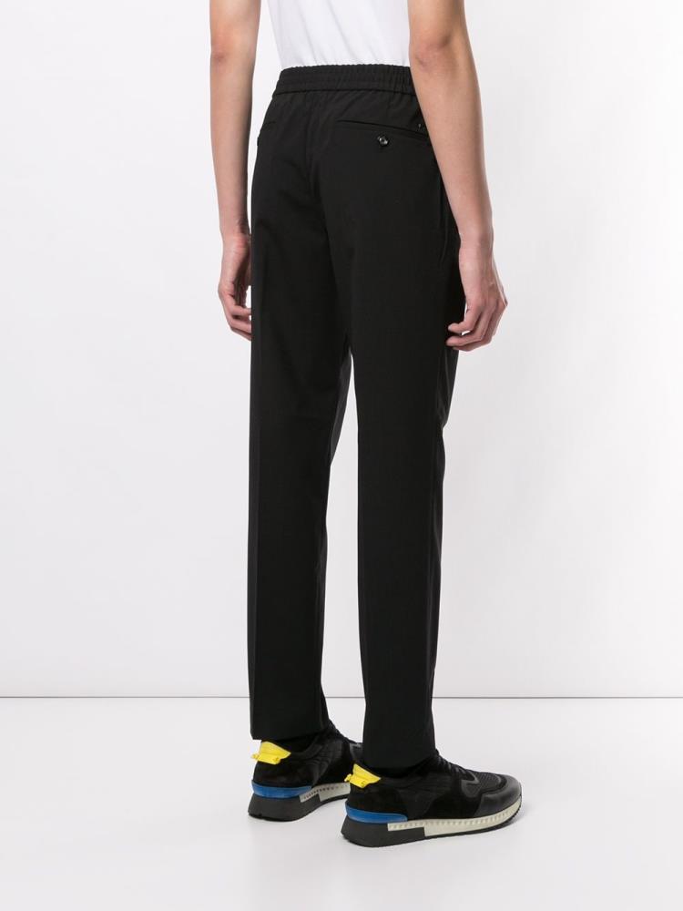 Black Men's Armani Emporio Elasticated Waist Slim Fit Pants | I6DKSGN