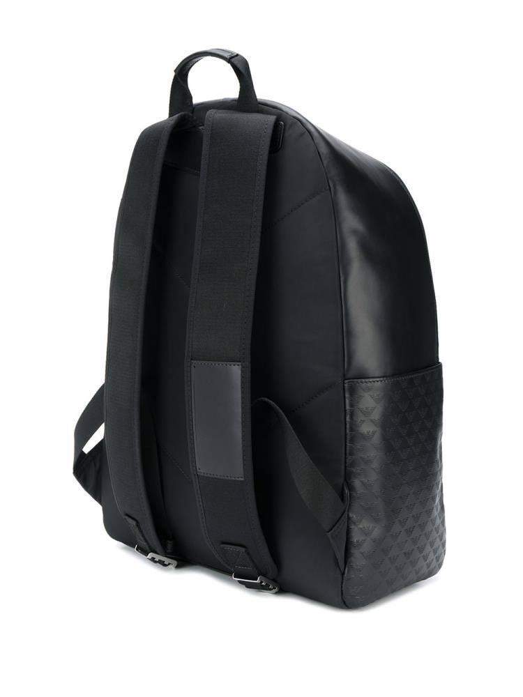 Black Men's Armani Emporio Embossed Eagle Logo Backpacks | 5T8RD8N