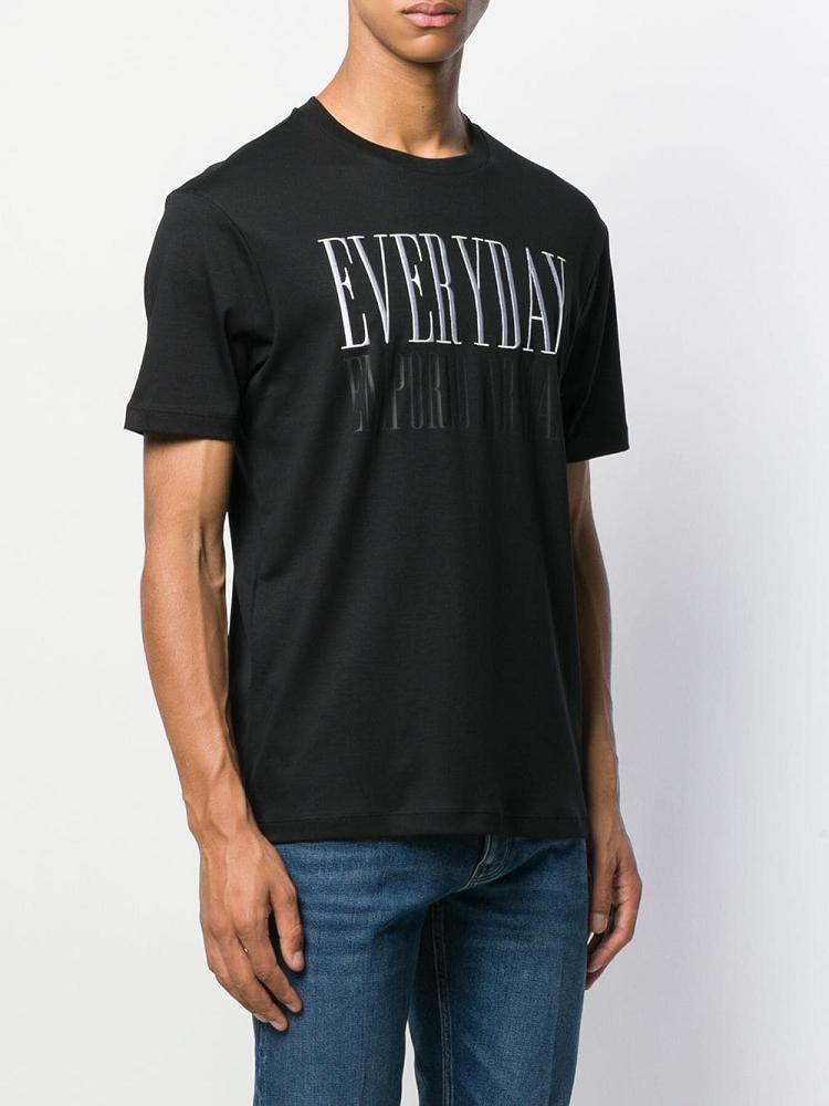 Black Men's Armani Emporio Everyday Print T Shirts | PZ3WW23