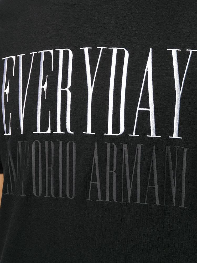 Black Men's Armani Emporio Everyday Print T Shirts | PZ3WW23