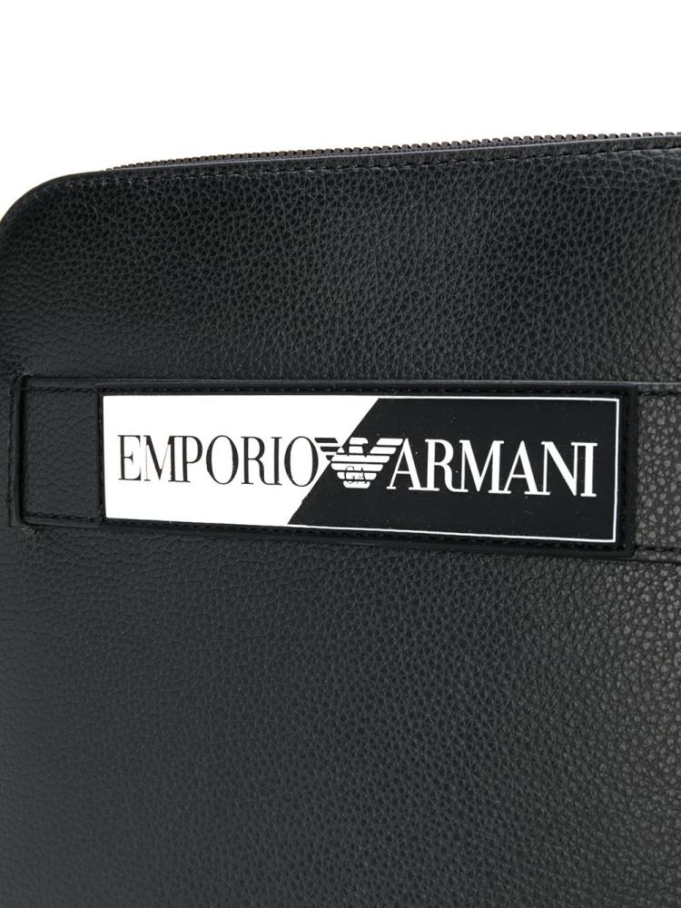 Black Men's Armani Emporio Faux Leather Logo Messenger Bags | KNK3OXW