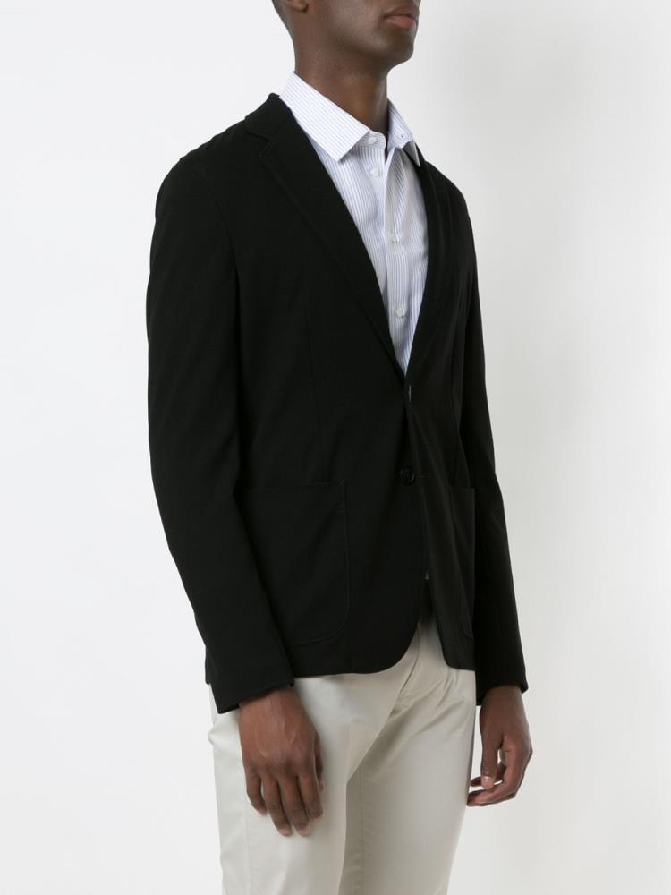 Black Men's Armani Emporio Fitted Single Breasted Blazers | AIQO3VZ