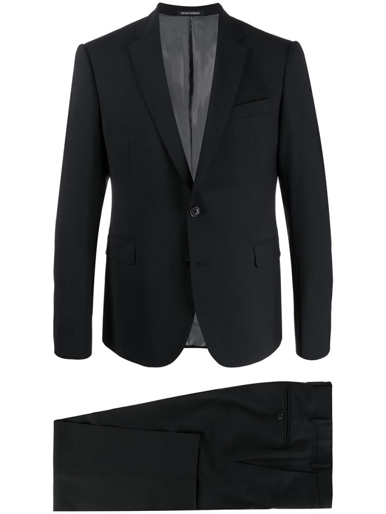 Black Men\'s Armani Emporio Fitted Two Piece Suits | ZNNYOF1