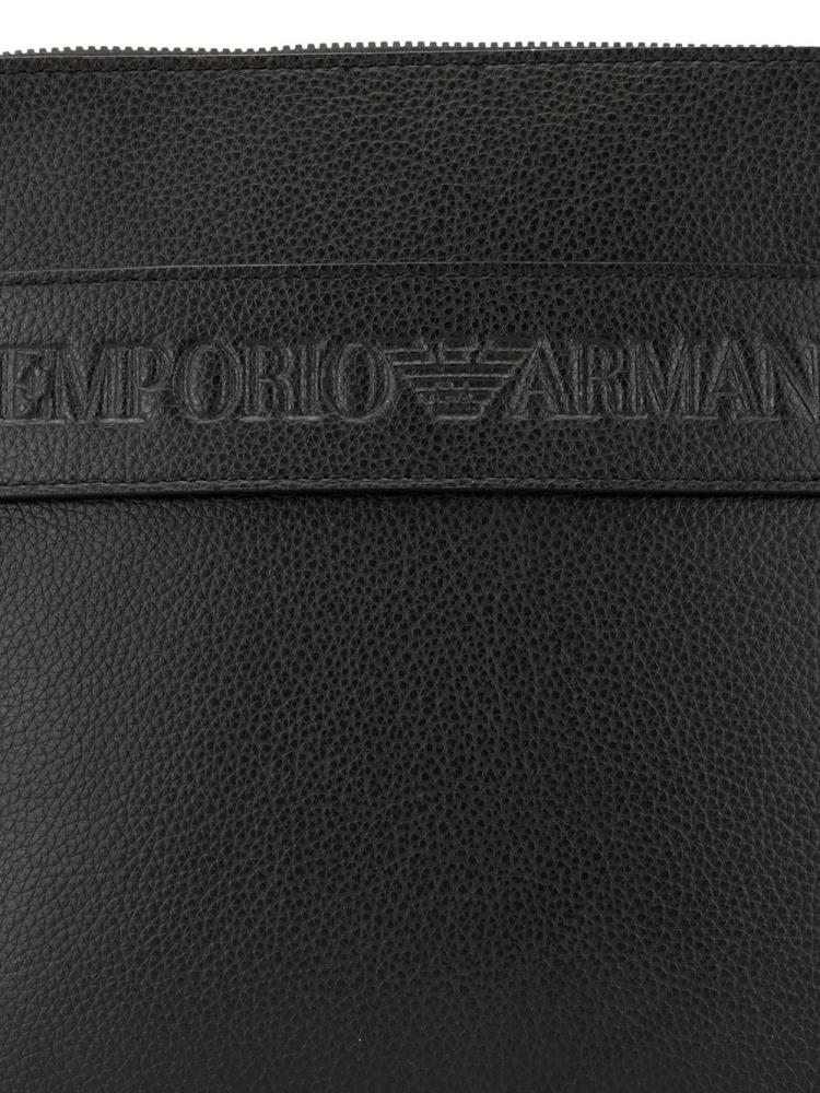 Black Men's Armani Emporio Front Logo Shoulder Bags | AGY2W44