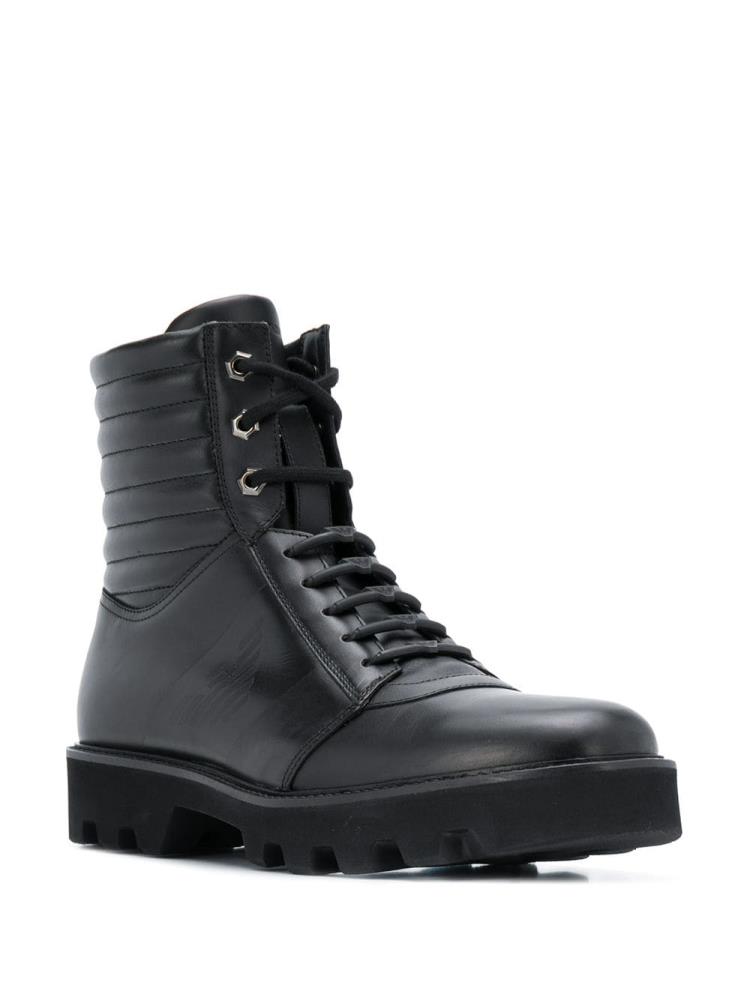 Black Men's Armani Emporio Lace Up Boots | KKJND25